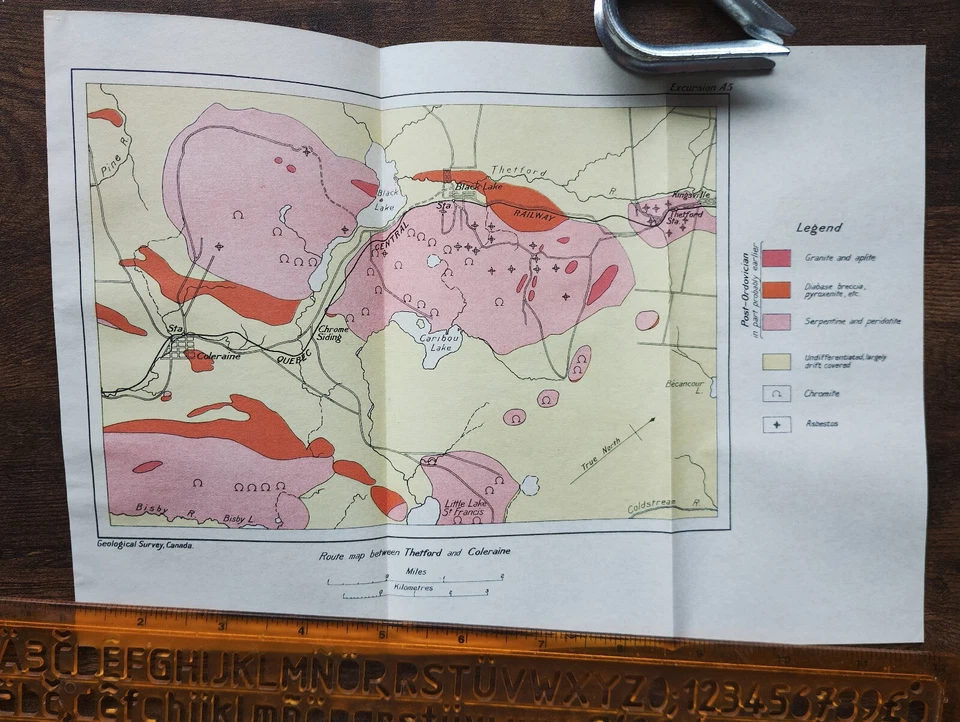 1913 Antique Geological Map of the Route between Theford and Coleraine - Canada - Image 1 of 1