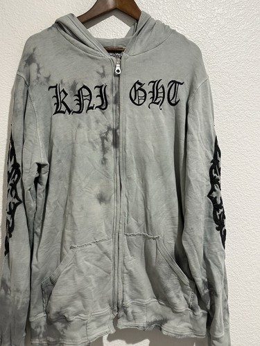 Jaded By Knight Hoodie Sweatshirt Adult Size 3XL Full Zip Gray Skulls Mens - Picture 3 of 13