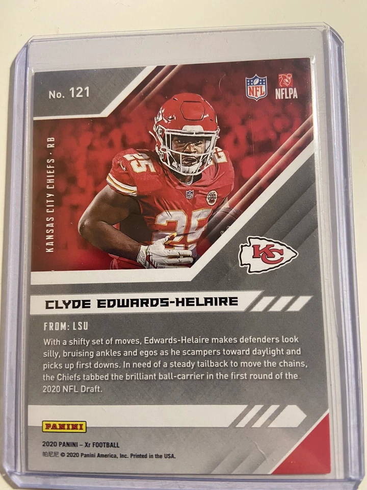 CLYDE EDWARDS-HELAIRE 2020 Panini XR Chiefs Rookies RC 020 / 199 - Image 3 of 3