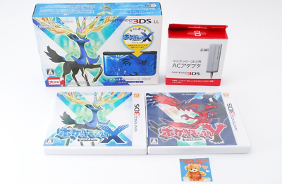 Nintendo 3DS XL LL Console Pokemon X Pack Blue LE Box w/2games 