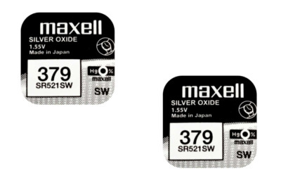 2 x MAXELL 379 Uhrenbatterien Knopfzelle 1,55 V SR521SW SR63 AG0 LR521