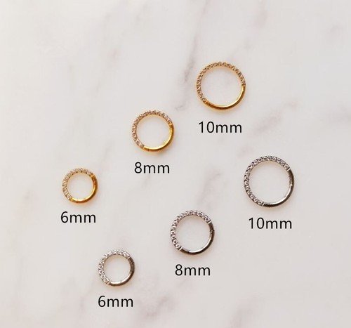 16G Surgical Steel Gem Hinged Clicker Nose Ring Ear Daith clicker - Picture 5 of 10