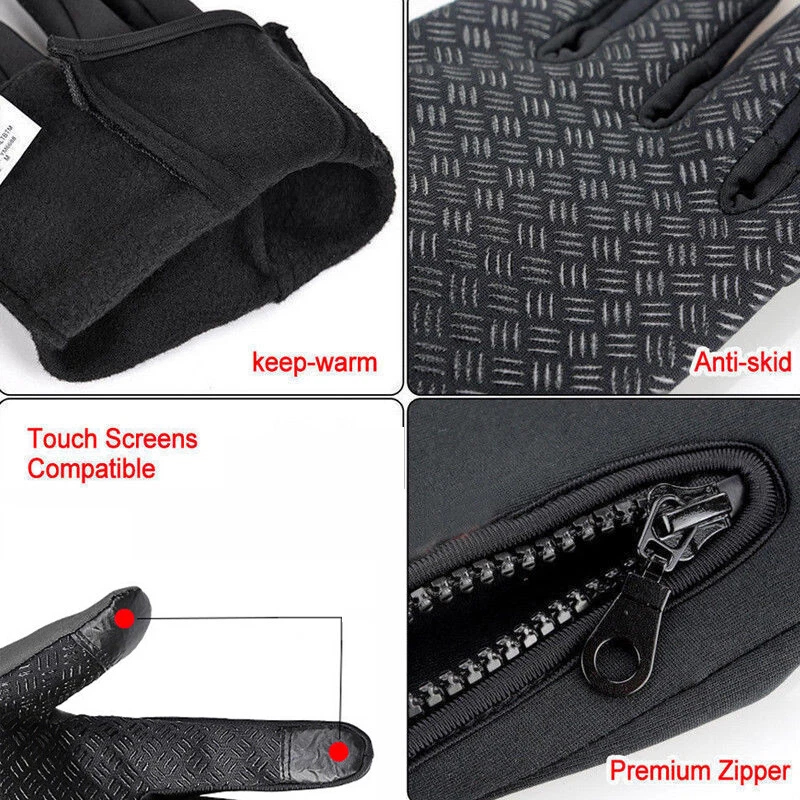 Зимние теплые перчатки на все пальцы тепловые противоскользящий сенсорный экран для езды на велосипеде  - Изображение 4 из 4