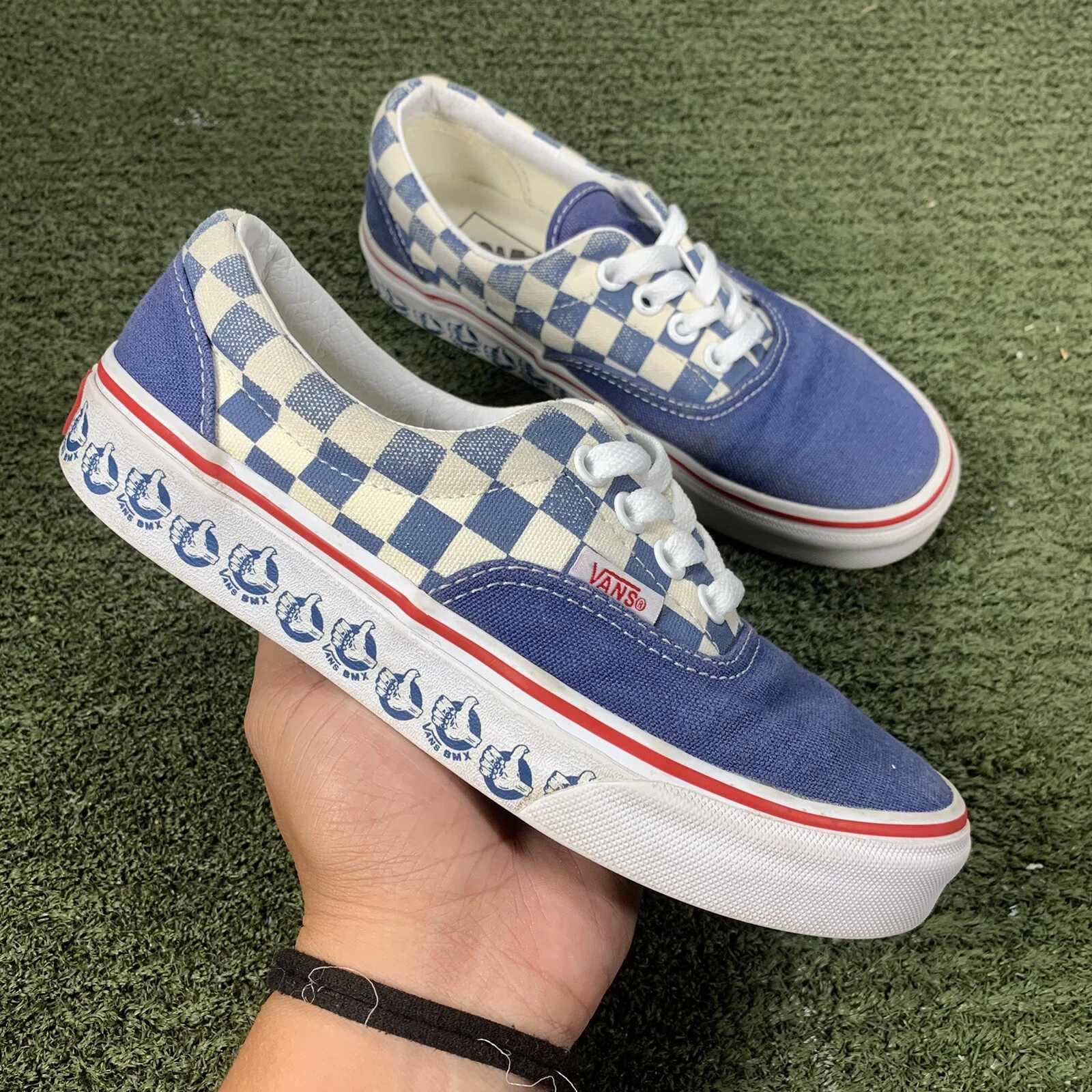 Sneakers basse VANS Sk8 Hi BMX uomo 3 5 donna 5 blu bianco a scacchi top basse