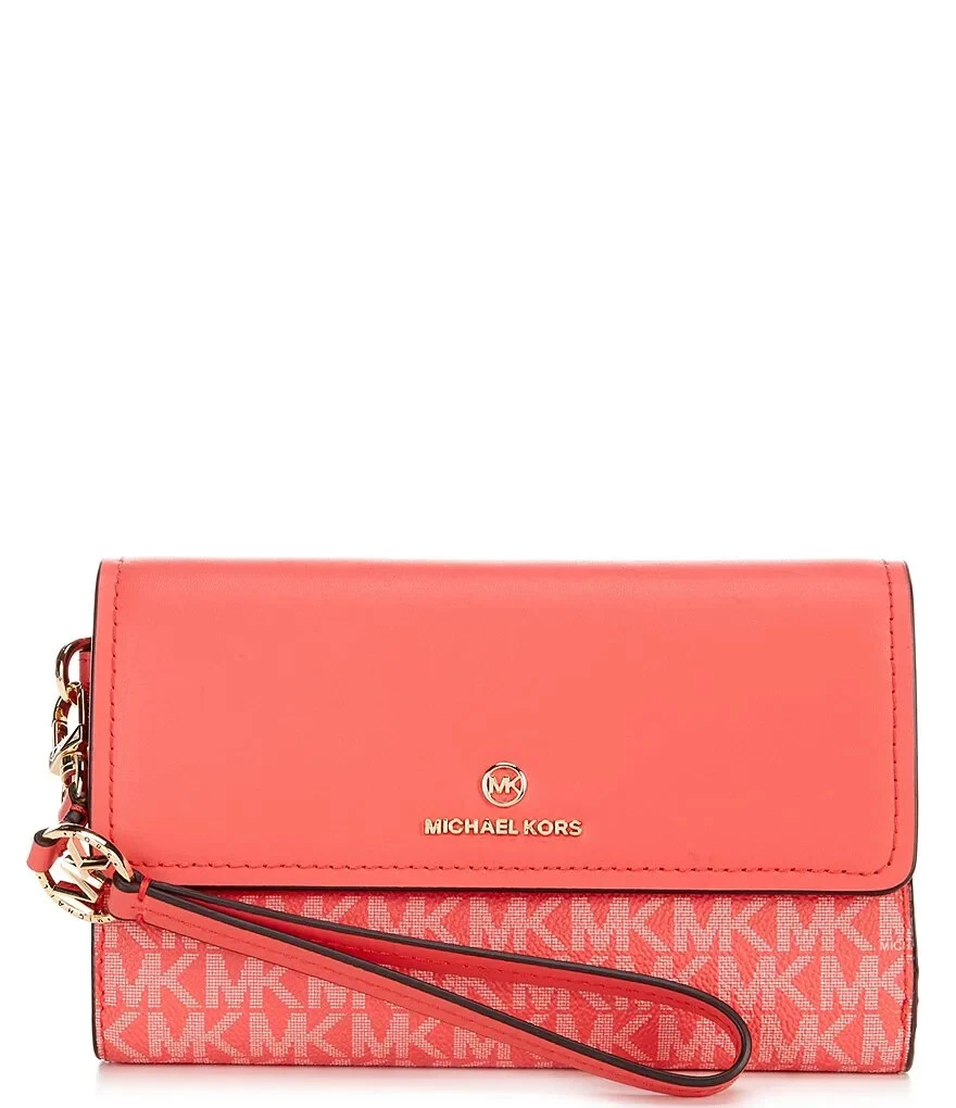 Michael Kors, Bags, Michael Kors Jet Set Charm Signature Colorblock Lg Flap  Phone Wristlet