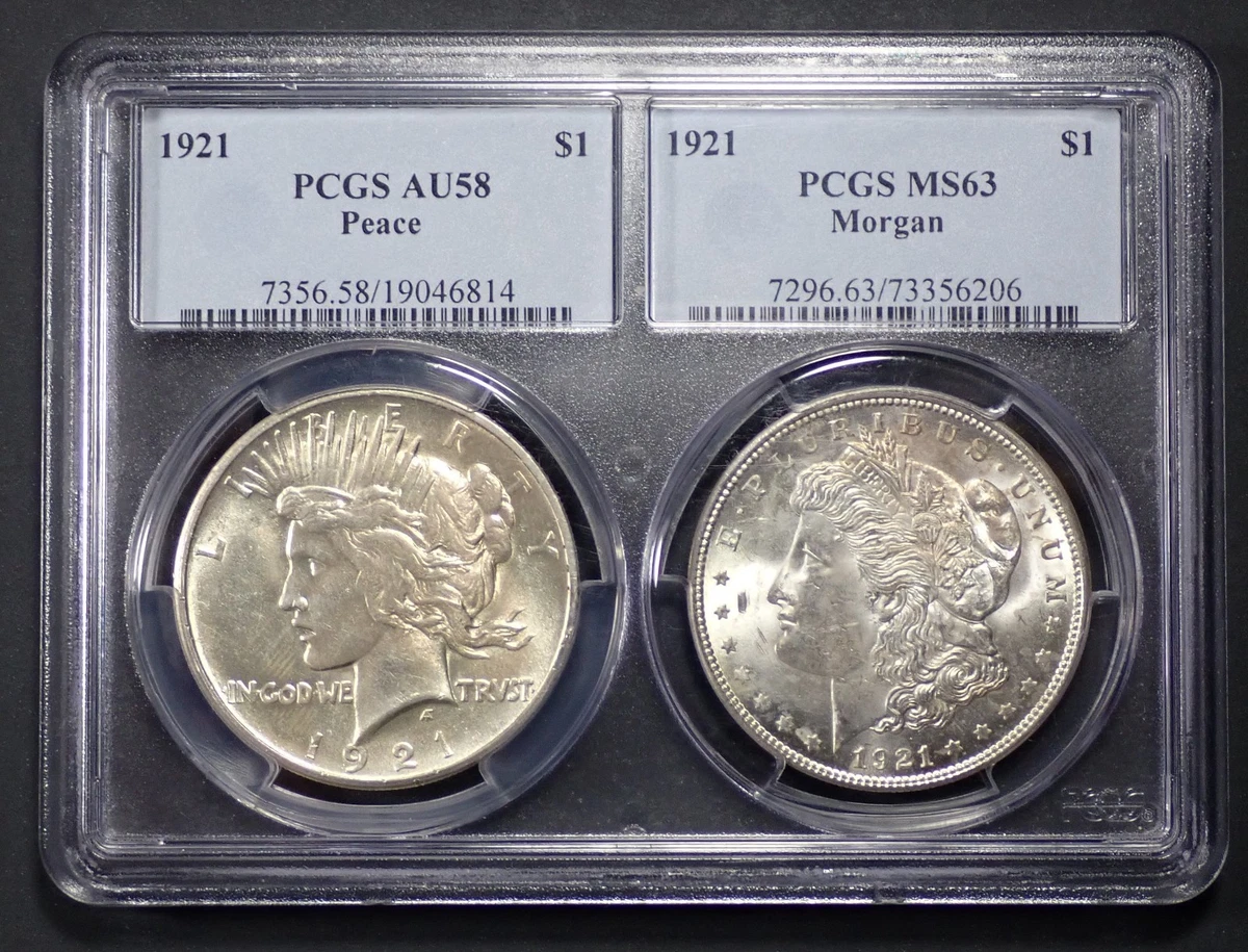 PCGS Certified MS 63 Graded 1921 Year Morgan US Dollars (1878-1921