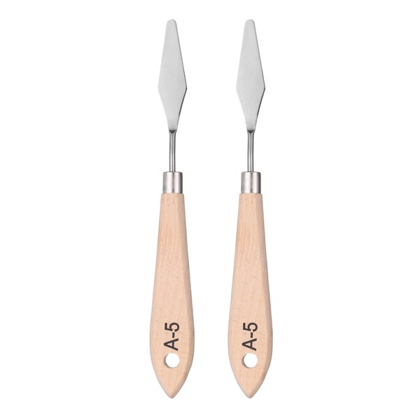 "2 StüCk Malpalette Messer 7,28 \"Edelstahl Klinge Holzgriff Mit Loch"-image
