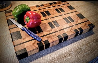 Walnut ,Maple Cherry Wood Cutting Board for Kitchen, End Grain Chopping Board  +