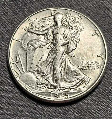 1945 50C Walking Liberty Half Dollar AU See Pictures