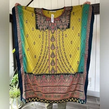 Sante Classics Kaftan OS NWT Multicolor Boho Earth Mama Hippie Beach Cover-Up