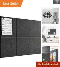 Versatile 36" x 24" Dark Gray Cork Board - 6  Felt Wall Panels Included