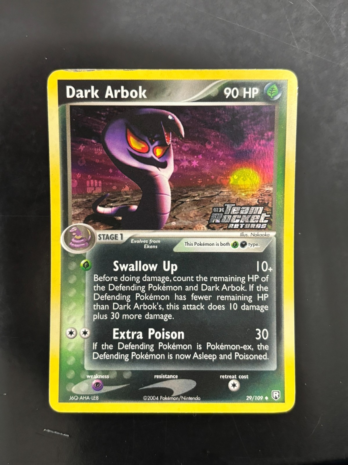 Pokemon Dark Arbok Team Rocket Returns 29/109 Reverse Holo Stamped