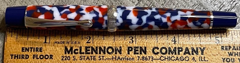Bexley Rollerball Pen in Red White and Blue Multicolor Acrylic MINT