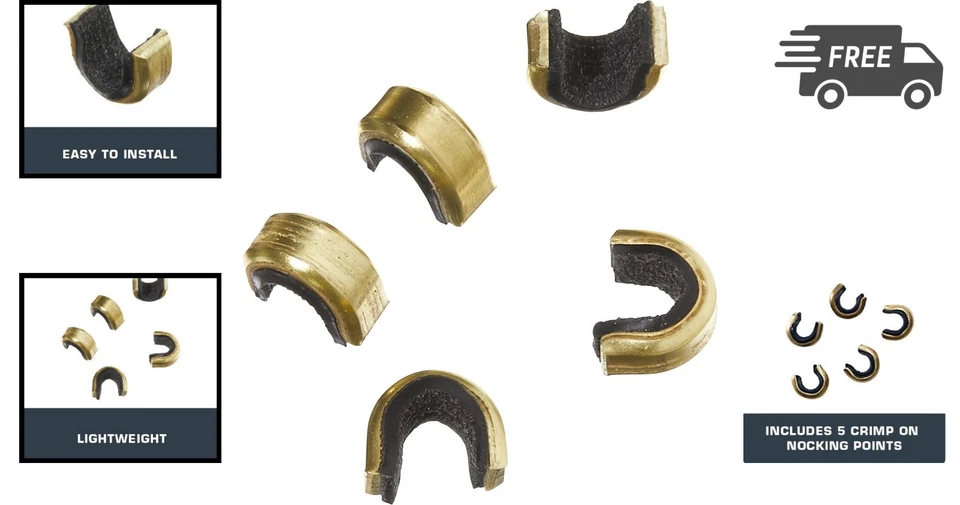 Crimp-On Bowstring Nocking Points Pack 5 for Compound Recurve Bows - Image 2 of 4