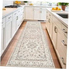 Entryway Washable 3x10 Runner Rug: Oriental Low Pile Rugs for Kitchen Hallway