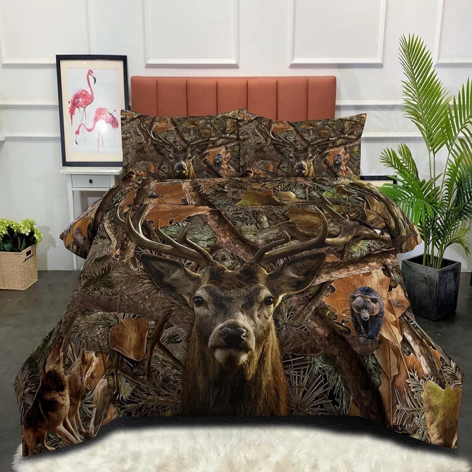 Ropa de cama Moose Wildlife Forest - Juego de caza de animales de oso Foto 3 de 4