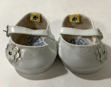 Build A Bear Workshop White Buckle Up Shoes with Flower Read