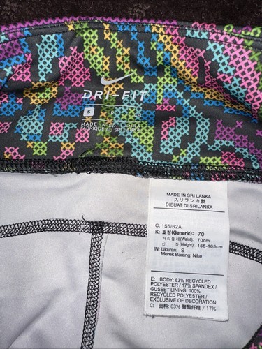 Nike Womens Dri Fit Charcoal With Colourful Pattern Size Small Zip Pocket - Picture 4 of 5