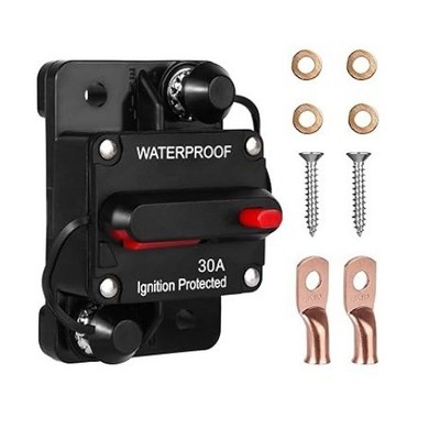 30 Amp Circuit Breaker DC 12V - 48V with Manual Reset for Trolling Motor Marine