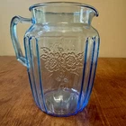 Vintage Anchor Hocking Open Rose UV Reactive Manganese Glass Pitcher Floral