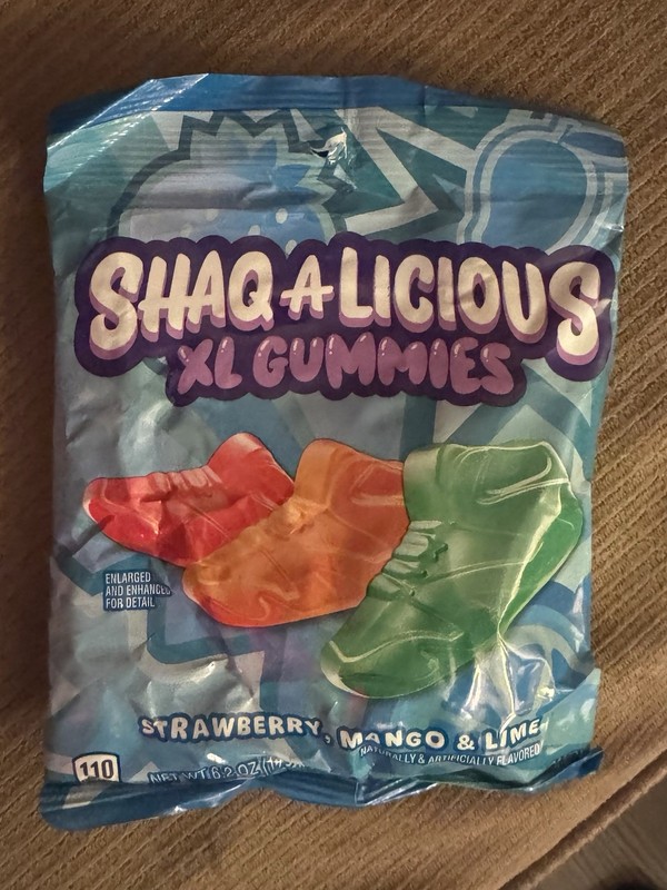 7x Shaq-a-licious XL Gummies Strawberry Mango Lime Shoe Shape Candy 6.2oz Bag