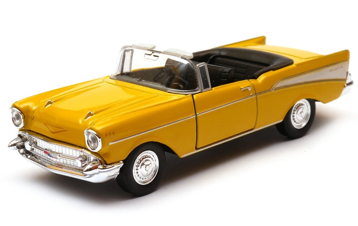 Welly 1957 Chevrolet Bel Air Cabrio Yellow 1:34 1:39 Scales 4.5Inch Diecast Car