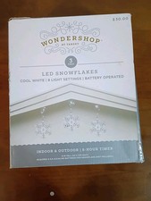 Wondershop 3 piece LED Snowflakes Cool White In/Outdoor 8 Light Functions NEW