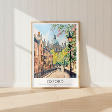 UK - Oxford City Tavel Print Poster- Travel Poster - Vintage Wall Art