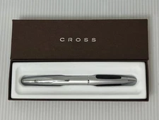 CROSS VAPOR SATIN SILVER BALLPOINT PEN w/Chrome Trim and Rubber Grip