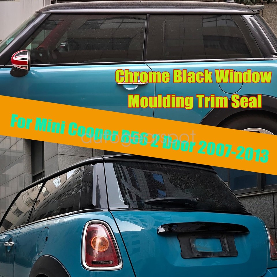 Chrome Black For Mini Cooper R56 2 Door 2007-2013 Window Moulding Trim ...