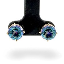 14k Yellow Gold Mystic Topaz Stud Earrings with Butterfly Backs KS1019236 