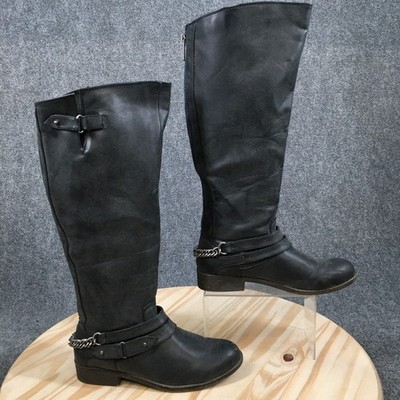 Madden Girl Canyon Boots Womens 8.5 M Wide Calf Tall Zip Riding Boot Black