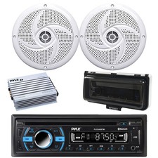 Pyle 1-Din Marine MP3/CD Receiver, 2x 5.25" Speakers, 4 Channel Amplifier