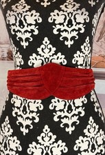 VTG 90 s Liz Claiborne Red Suede Genuine Leather Back Hook Loop Closure Belt M