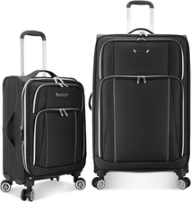 Traveler's Choice Lares Softside Luggage Spinner Wheels Black 2 Piece Set
