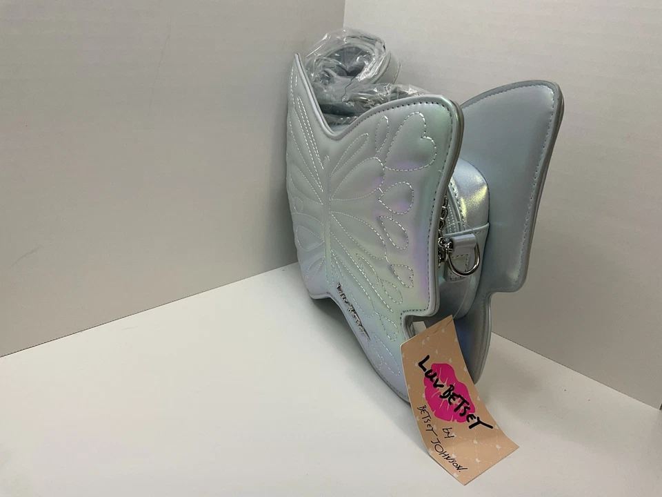 Luv Betsey Johnson Light Blue Metallic Multi Color Butterfly Crossbody Purse - Image 4 of 4