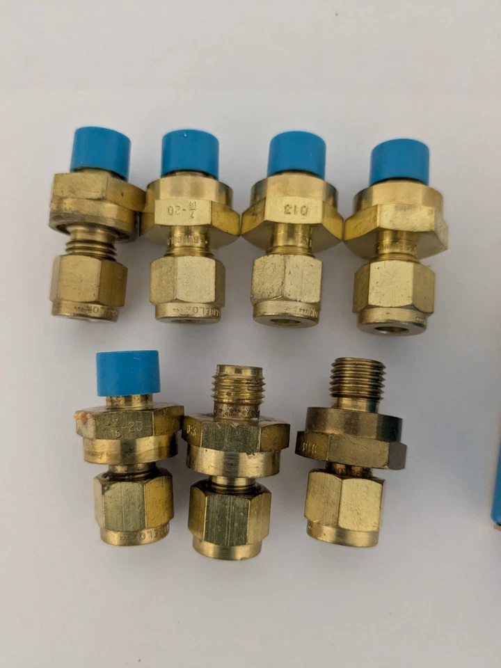 7 X Swagelok Brass B-400-1-0R 1/4" Tube X 7/16-20 Thread, Seal Straight Connect - Image 2 of 4