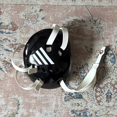 adidas Open Face Wrestling Headgear with Chin Strap, Black/White