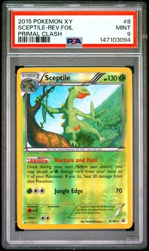 PSA 9 - #8 SCEPTILE - REVERSE - 2015 POKEMON XY PRIMAL CLASH - POP 11 - 2 HIGHER