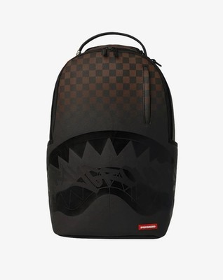 SPRAYGROUND LIMITED EDITION BACKPACK BROWN CHECK DRIP GHOST CENTRAL SHARK MOUTH