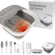 Collapsible Foot Spa Bath with Heat and Massage Rollers, Bubble, Foot Pedicur...