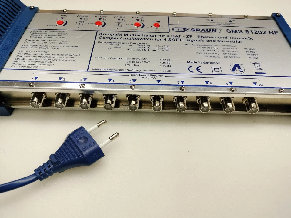 SPAUN SMS 51202 NF Multiswitch per LNB quadro DVB-S2 e antenna terrestre DVB-T - Immagine 2 di 4