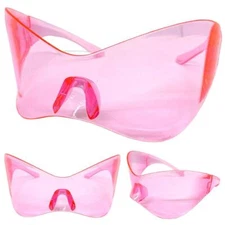 OVERSIZED Retro Face Shield Wrap Party Club Rave SUN GLASSES Huge XL Pink Frame