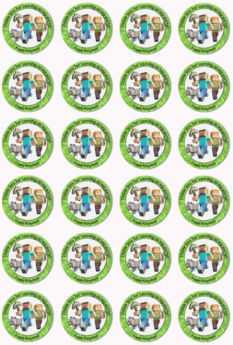 Personalised Gaming MINE CRAFT Birthday Stickers Party Thank You Sweet Cone Bags - Picture 6 of 11