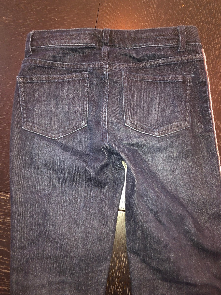 Jeans Cat & Jack Fille Taille 12 - Délavé Foncé Avec Rayure Rose Et Perles