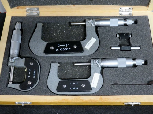 Aerospace Micrometers 0-3" Machinist Tools Starrett Mitutoyo Set Case