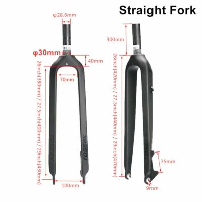 26ER MTB Bike Straight/Tapered Rigid Fork Carbon 1-1/8