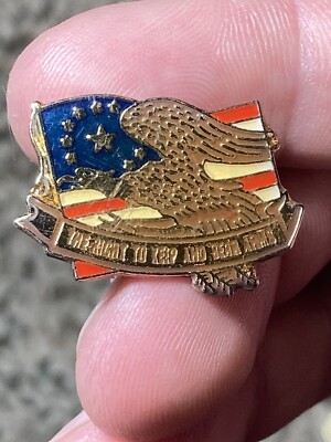 The Right To Keep And Bare Arms Eagle Flag Lapel Pin Vest Collectible EUC K510