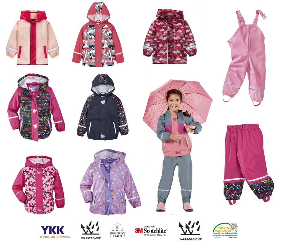 LUPILU Mädchen Buddeljacke Buddelhose Matschjacke Matschhose Hose Jacke Regenzeug
