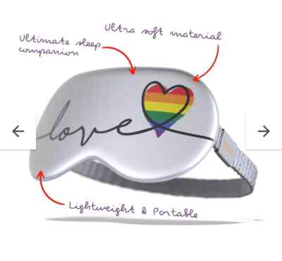SMUG Satin Schlafmaske Stolz Liebe Stolz Regenbogen Herz Logo Neu